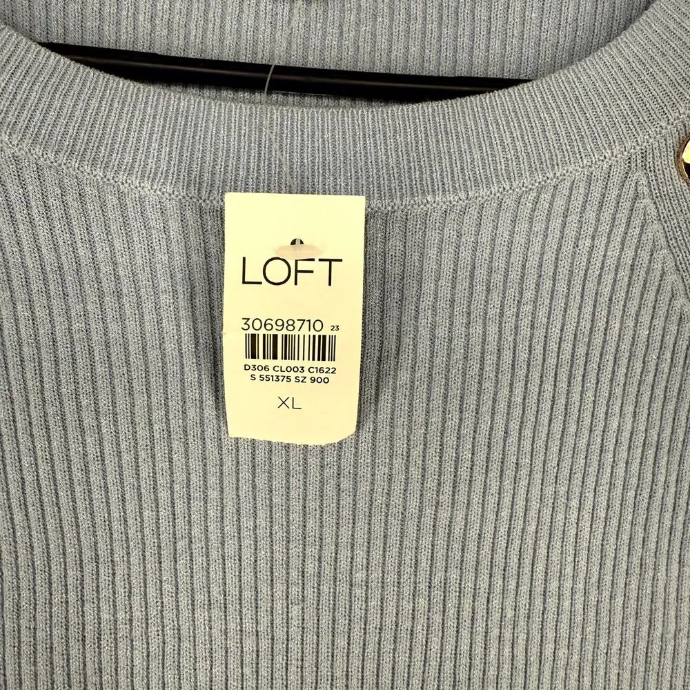 Loft Light Blue Sweater with Gold Buttons Womens Size XL NEW WITH‎ TAGS - Picture 4 of 10